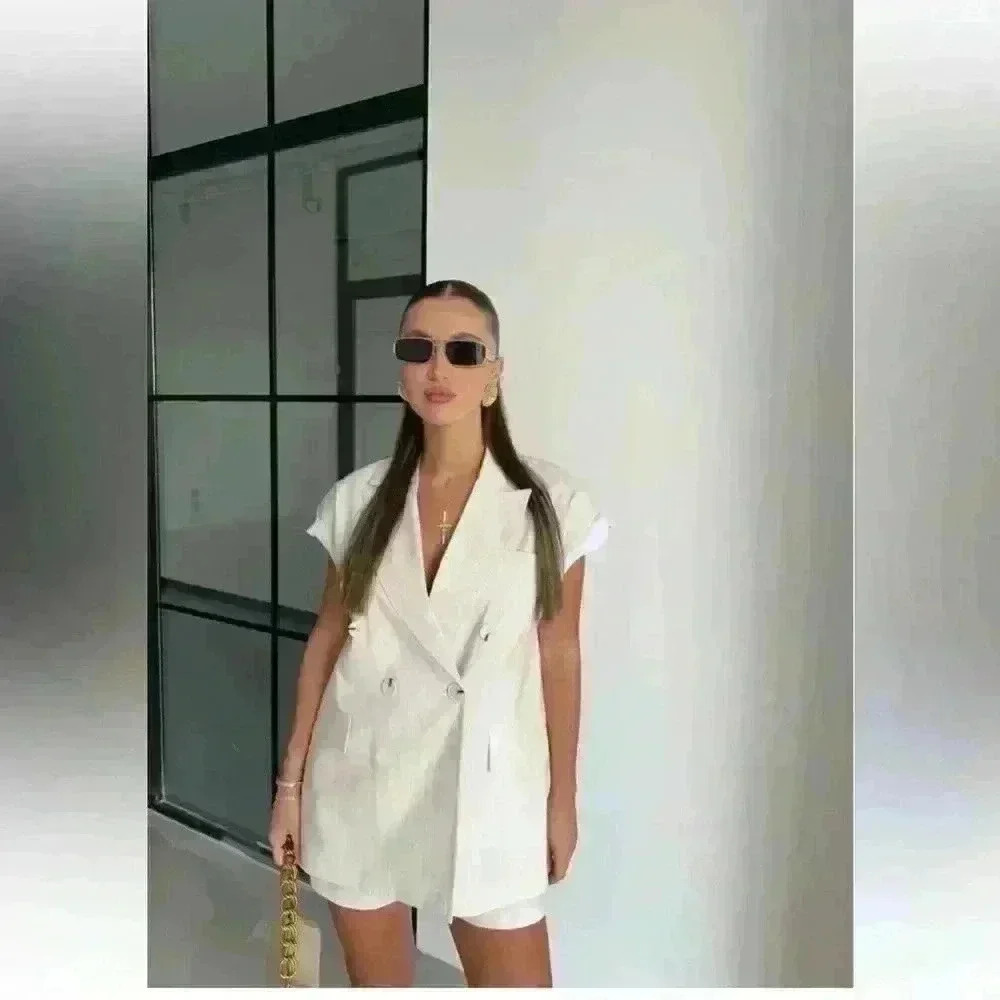 VIA BOVIA  SHORT SLEEVE BLAZER IVORY SMALL